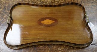 An Edwardian inlaid mahogany tray length 61cm