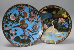 Two cloisonne chargers diameter 30cm (largest)