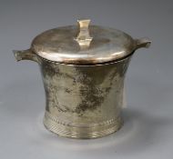 A George V Art Deco silver preserve pot and cover, J. Parkes & Co, London, 1921, height 11cm, 9 oz.