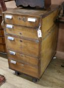 A mid 20th century five drawer office chest W.49cm