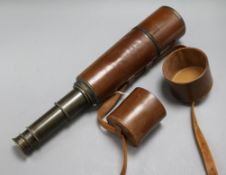 Dolland, London. A lacquered brass five draw telescope with leather outer cover