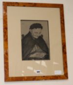 J. Koch, charcoal, portrait of an elderly woman, signed and dated 1927, 28 x 19cm