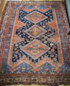 A Caucasian blue ground rug 185 x 155cm