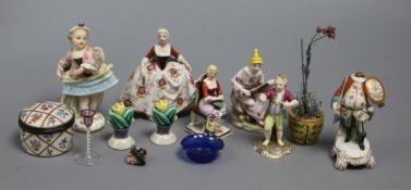 A Meissen porcelain miniature of an angel and eleven other pieces