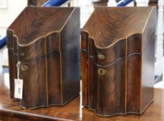 A pair of Georgian knife boxes (no interiors) height 37cm