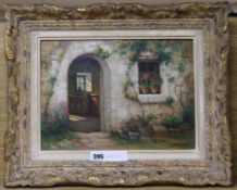 Charles Perron, oil on canvas, Interieur et Exteriuer, signed, 24 x 32cm