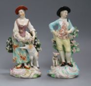 A pair of Derby porcelain figures height 18.5cm