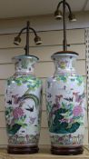 Two Chinese converted lamps height excl. fittings 48cm