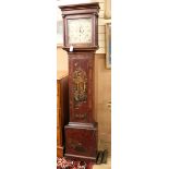 Richard Boxall of Godalming. A chinoiserie red lacquer 8-day longcase clock W.47cm