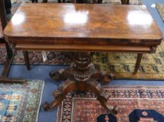 A William IV rosewood folding card table W.91cm
