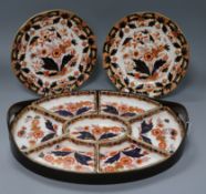 A Booths Rajah pattern Hors D'oeuvres set and two plates