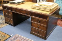 A Victorian mahogany partner's desk W.183cm