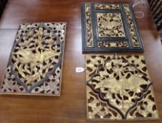 Three Chinese giltwood plaques