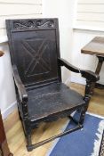 A 17th century and later oak wainscot chair