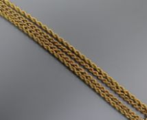 Two 9ct gold rope-twist necklaces.