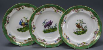 A set of ten Minton porcelain ornithological dessert plates