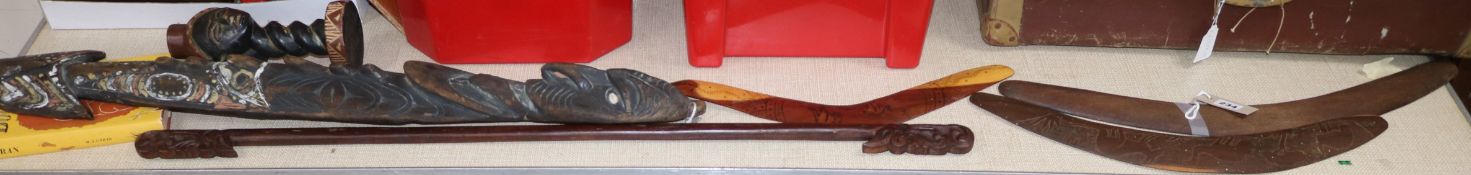 A quantity of Aboriginal items including boomerang's and carvings, etc.