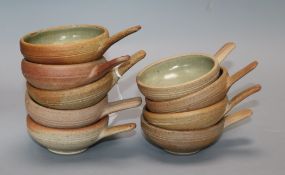 Nine St Ives pottery ramekins