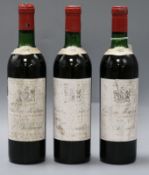 Three bottles of Chateau Montrose, Saint Estephe, 1970.
