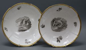 A pair of Spode wall plates transfer printed with hunting dogs diameter 24cm