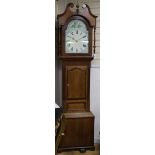 A Victorian oak 30 hour longcase clock with painted dial 58cm