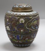 A Chinese champleve jar and cover height 19.5cm