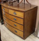 A late George III mahogany bow fronted chest of drawers W.111cm