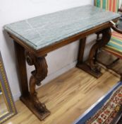 A Regency rosewood console table with marble top W.115cm
