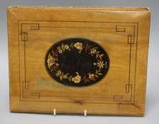 An inlaid marquetry walnut letter holder