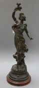 A spelter figure of a lady holding a rose 'Printemps', signed J. Calso height 51cm
