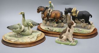 Three pieces of Border Fine Arts including ducks, horses and a spaniel