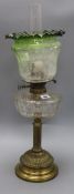 A Victorian glass shade oil lamp overall height 62cm