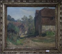 Reginald Mills, oil on canvas, French farm scene, signed, 62 x 75cm