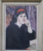 English School, oil on board, portrait of a young woman, 55 x 39cm