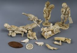 Six Japanese and Indian ivory figures