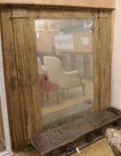 An oak framed rustic mirror W.168cm