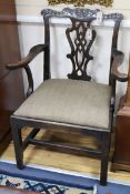 A Chippendale style mahogany elbow chair