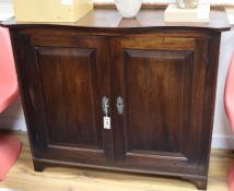 A mid 18th century and later mahogany two door side cabinet W.109cm