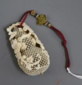 A Chinese 19th century carved ivory pomander