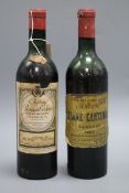 A bottle of Grand Cru Classe N1855 Chateau Blanc-Cantenac Margaux 1967 and a bottle of Chateau