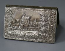 An early Victorian silver mounted "castle top" aide memoire, decorated with Windsor Castle and