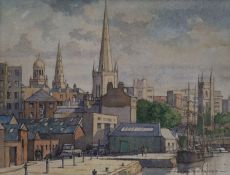 Frank Shipsides, watercolour, harbour scene, signed, 25 x 33cm