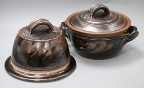 A J. Leach lidded pot and a cheese dome