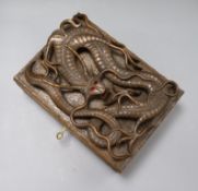 A Burmese carved wood "Dragon" box length 30.5cm