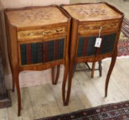 A pair of bedside cabinets with 'faux books' front W.37cm