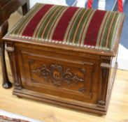 A pair of cushion-top mahogany ottomans W.60cm