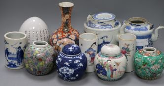 A collection of mixed Chinese and Japanese vases