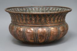 A copper bowl diameter 29cm