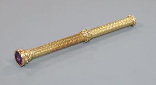 An early 20th century Sampson Mordan & Co yellow metal overlaid propelling pencil, with foil