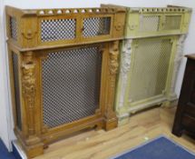 A pair of pine and gesso radiator covers W.86cm
